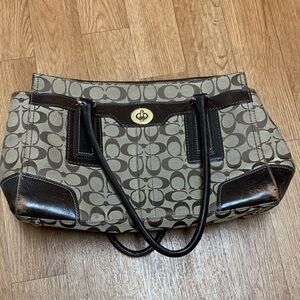 Coach Tan and Brown Shoulder Bag